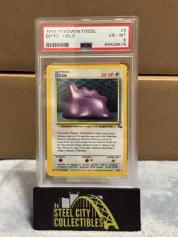 1999 POKEMON FOSSIL #3 DITTO-HOLO PSA 6 - Image 1