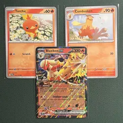 Torchic, Combusken, Blaziken ex – Evolution Line – JTG Pokemon TCG - Image 1