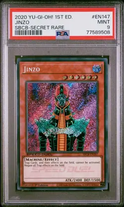 Yu-Gi-Oh! Jinzo SBCB-EN147 Secret Rare 1st Edition PSA 9 MINT - Image 1