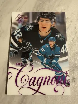 2025-26 Fleer Flair Luca Cagnoni Purple RC /199 Sharks #176 - Image 1