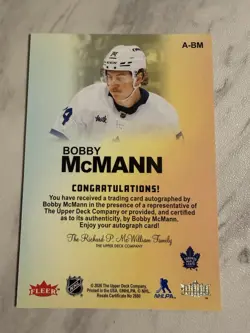 2025-26 Fleer Flair Autographics A-BM BOBBY McMANN Toronto Maple Leafs Auto - Image 2