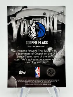 2025-26 Topps Chrome COOPER FLAGG Rookie Youthquake Insert #YQ1 Mavericks - Image 2