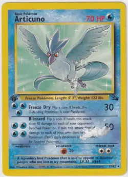 Pokemon Card - Articuno Fossil 17/62 Rare 1st Edition - Image 1
