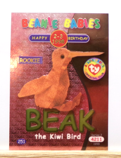 TY Beanie Babies BBOC Card - Series 2 Birthday (Green) Beak the Kiwi Bird - Image 1