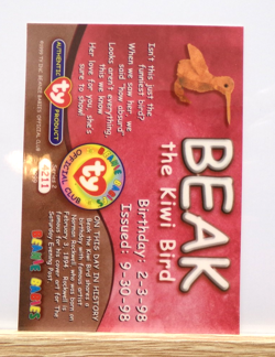 TY Beanie Babies BBOC Card - Series 2 Birthday (Green) Beak the Kiwi Bird - Image 2
