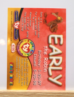 TY Beanie Babies BBOC Card - Series 2 Birthday (Green) Early the Robin - Image 2