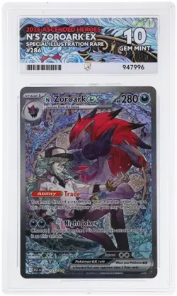 N’s Zoroark Ex 286/217 Ascended Hero’s Pokemon Card Ace 10 Perfect Sub Grades - Image 1