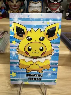 Poncho Pikachu Jolteon Card Database Attack 2 Cracked Holo Ice - Image 1