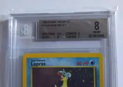 1999 Fossil 1st Edition 10 Lapras Holo R BGS 8 Graded Pokemon Cards - Image 2