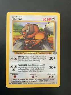 Pokemon TCG Taurus Card 47/64 Jungle Edition Unlimited LP - Image 1