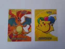 Pokemon Topps 2000 TV Animation Pikachu PC1 & Charizard PC3 Clear - Excellent - Image 1