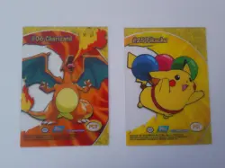 Pokemon Topps 2000 TV Animation Pikachu PC1 & Charizard PC3 Clear - Excellent - Image 2