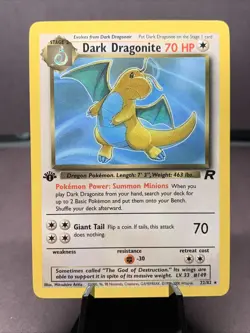 Pokemon TCG 1st Edition Dark Dragonite 22/82 Team Rocket Non Holo Rare WOTC VTG - Image 1