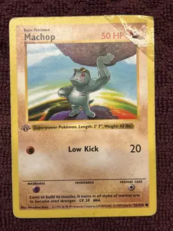 Machop Common 1st Edition Base Set (Shadowless) 52/102 DMG - Pokemon Vintage - Image 1