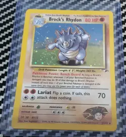 NM Brock's Rhydon 002/132 Swirl Gym Heroes Holo Pokemon 2000 - Image 1