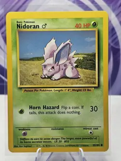 Pokemon TCG Nidoran Base Set 55/102 Regular Unlimited Common LP - Image 1