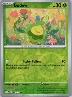 Pokemon Budew SV: Prismatic Evolutions 004/131 Near Mint NM Reverse Holo - Image 1
