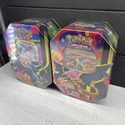 Pokemon TCG Mega Charizard X & Y Tins Sealed SET Of 2 Phantasmal Flames NEW 🔥 - Image 4