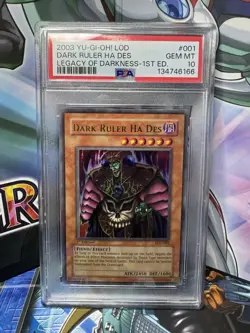Yu-Gi-Oh! Legacy Of Darkness Dark Ruler Ha Des LOD-001 1st edition PSA 10 - Image 2