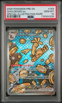 2025 POKEMON PRE EN GHOLDENGO Ex #164 SPECIAL ILLUSTRATION RARE PSA 10 GEM MINT - Image 1
