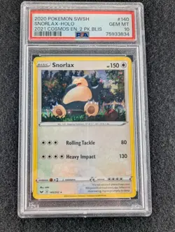 2020 Pokemon Snorlax Holo 2021 Cosmos Enhanced 2 Pack Blister PSA 10 🔥POP 19🔥 - Image 1