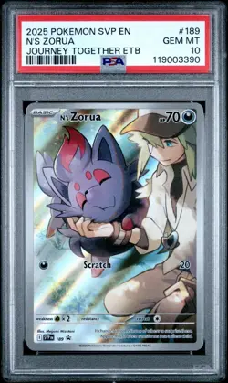2025 POKEMON SVP EN-SV BLACK STAR PROMO #189 N'S ZORUA PSA 10 - Image 1