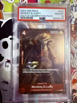 2024 One Piece Monkey D. Luffy 2023 CS Celebration Pack #P-007 PSA 10 GEM - Image 1