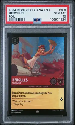 Hercules Clumsy Kid Foil PSA 10 Ursula's Return #108 Disney Lorcana - Image 1