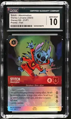 Disney Lorcana GRADED Stitch Abomination 21 Disney100 Promo 10 CGC - Image 1