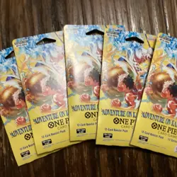One Piece Op15 Adventure On Kami’s Island Sleeved Pack Lot Of 5 Packs. SEALED - Image 1