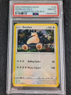 2020 Pokemon Snorlax Holo 2021 Cosmos Enhanced 2 Pack Blister PSA 10 🔥POP 19🔥 - Image 1
