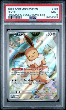 PSA 9 Eevee 173 Pokemon Svp En Black Star Promo 2025 Prismatic Evolutions Etb - Image 1