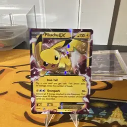 Pokemon Pikachu EX XY84 Promo Holo Basic Card 130 HP Iron Tail Overspark - Image 1
