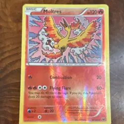Pokemon Moltres Fates Collide Basic Rare Reverse Holo 120HP 9/124 English Card - Image 1