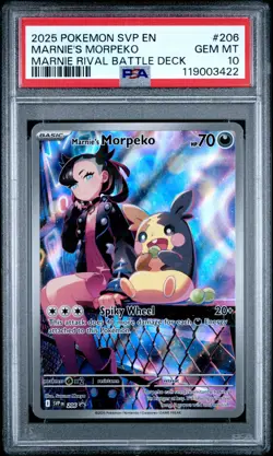 2025 POKEMON SVP EN-SV BLACK STAR PROMO #206 MARNIE'S MORPEKO PSA 10 - Image 1