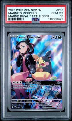 2025 POKEMON SVP EN-SV BLACK STAR PROMO #206 MARNIE'S MORPEKO PSA 10 - Image 3