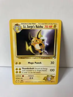 Lt. Surge’s Raichu 28/132 Gym Challenge Pokemon Card WOTC 2000 LP - Image 1