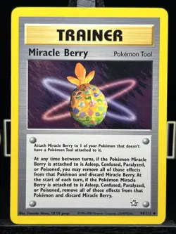 Pokemon Miracle Berry 94/111 WotC Neo Genesis Unlimited Uncommon Trainer LP - Image 3