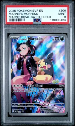 2025 POKEMON SVP EN-SV BLACK STAR PROMO #206 MARNIE'S MORPEKO PSA 9 - Image 1