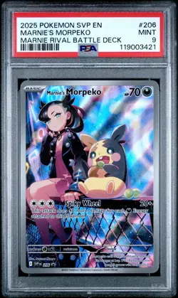 2025 POKEMON SVP EN-SV BLACK STAR PROMO #206 MARNIE'S MORPEKO PSA 9 - Image 3