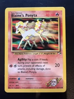 Blaine’s Ponyta 63/132 Gym Heroes Unlimited 2000 Pokemon Card Common LP - Image 1