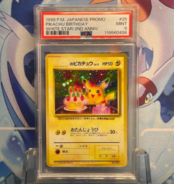 PSA9 Pokemon Card Pikachu Birthday 025 2nd Anniv Japanese Promo 1998 F/S - Image 1