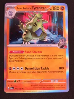 Team Rocket's Tyranitar 096/182 Rare Destined Rivals Pokemon Holo NM - Image 1