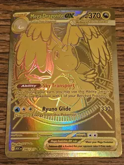 Pokemon gold Mega Dragonite EX Full Art Holo ASCEN 295/217 370 HP English - Image 1