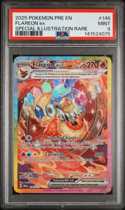 2025 POKEMON PRE EN-PRISMATIC EVOLUTIONS #146 FLAREON EX PSA 9 - Image 1