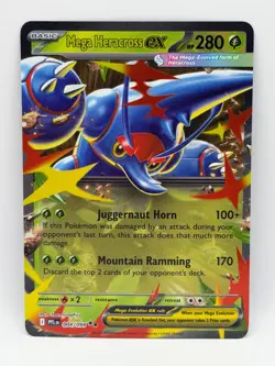 Mega Heracross ex 004/094 Phantasmal Flames NM Double Rare Holo Pokemon TCG - Image 1