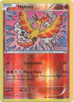 1x Moltres - 9/124 - Rare - Reverse Holo Moderately Played Pokemon XY-- Fates Co - Image 1