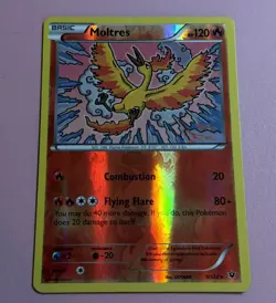 Pokemon Moltres 2016 9/124 Fates Collide Reverse Holo MP - Image 1