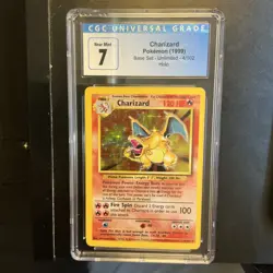 1999 Pokemon Charizard Holo Base Set Unlimited 4/102 CGC 7 NM Vintage - Image 1
