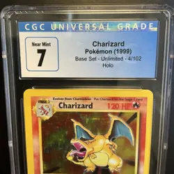 1999 Pokemon Charizard Holo Base Set Unlimited 4/102 CGC 7 NM Vintage - Image 2